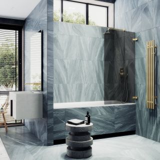 Шторка на ванну MaybahGlass MGV-651-3 40см золото